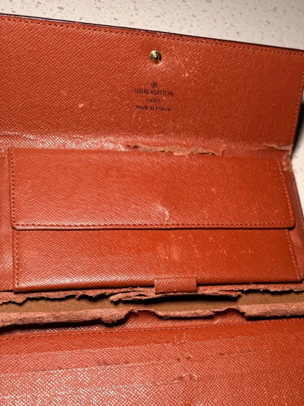 Vintage Louis Vuitton Monogram Long Wallet Brown Bifold - As Is/Repair